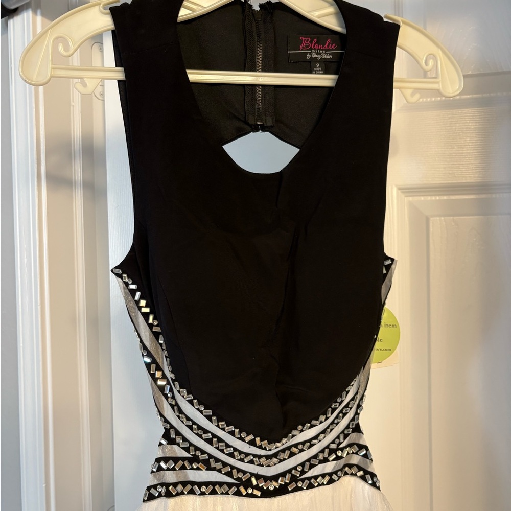 Blondie Nites Black Embellished Cut-Out Prom Dress